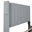 Full Size Upholstered Bed with 4 Drawers, Gray