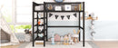 Full Size Metal Loft Bed with 4-Tier Shelves and Storage, Black