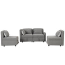 122.8" Convertible Modular Minimalist Sofa Free Combination 4 Seater Sofa Chenille Fabric Sectional sofa with 5 Pillows for Living Room, Office, Apartment, Small Space, Gray