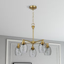 Elegance 5 Lights Linear Arms With Chain Chandelier - Clear / Gold