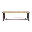 Farmhouse Modern Solid Wood Rattan Bench Multi Functional Design 59" Indoor & Covered Outdoor Bench - Walnut
