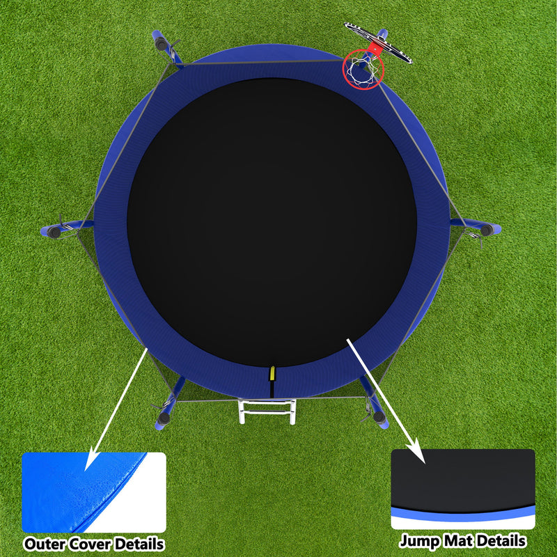 Trampoline With Basketball Hoop, Astm Approved Reinforced Type Outdoor Trampoline With Enclosure Net