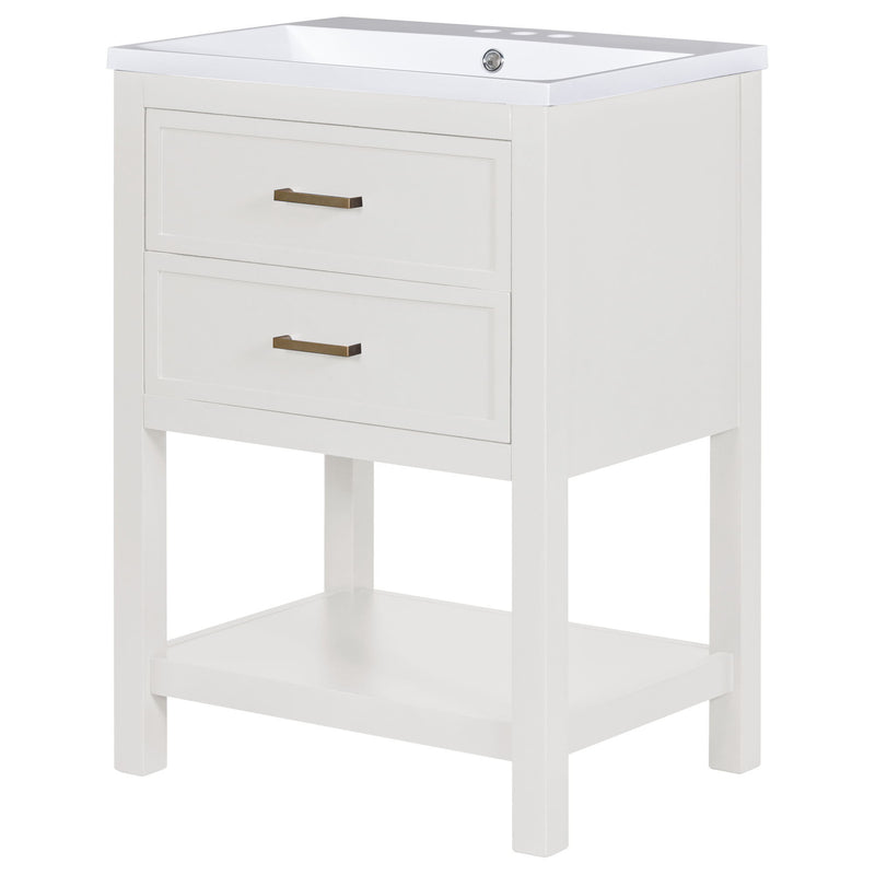 Bathroom Vanity With Top Sink, Modern Bathroom Storage Cabinet With 2 Drawers, Single Sink Bathroom Vanity