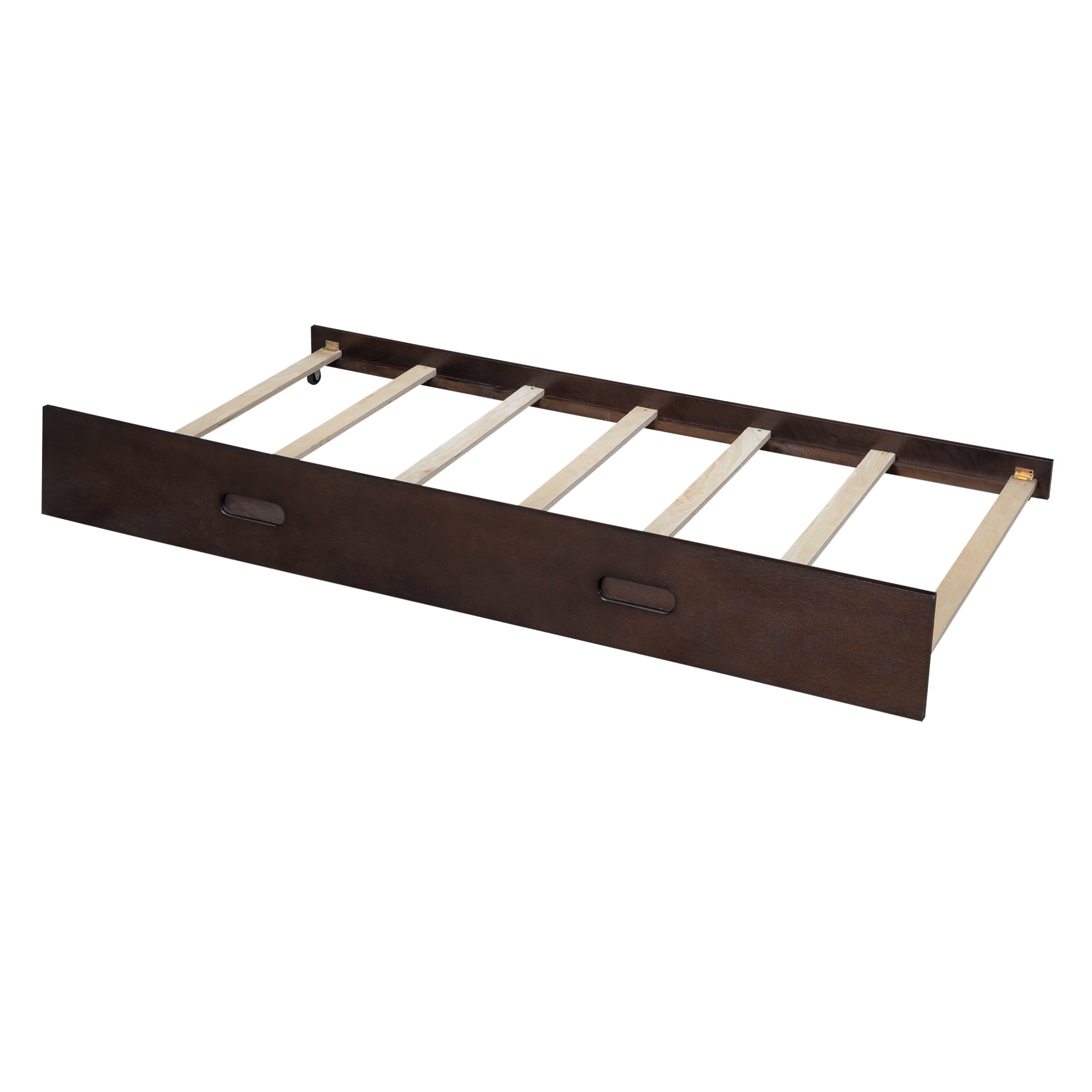Wood Twin over Full Bunk Bed with Storage Shelves and Twin Size Trundle, Espresso - Atlantic Fine Furniture Melbourne FL