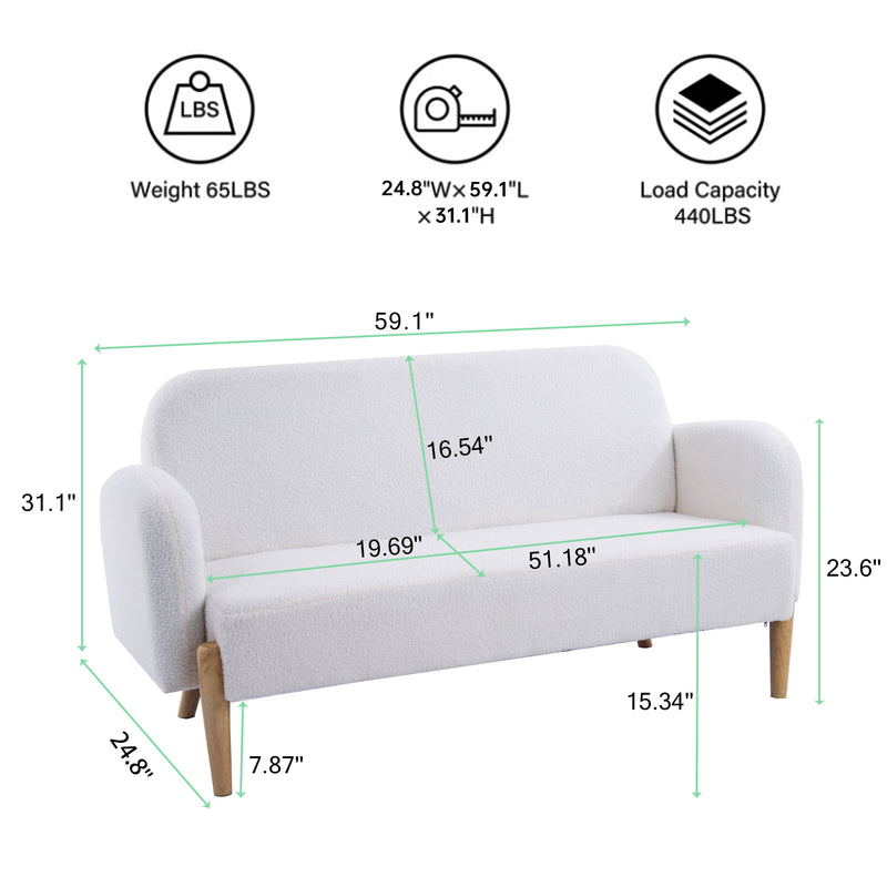 Teddy Velvet Two-Seater Sofa With Three Lumbar Pillows