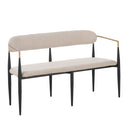 Modern Upholstered Loveseat Settee - Beige / Black / Gold