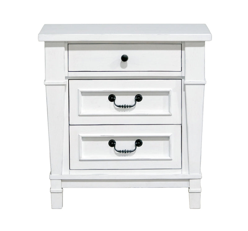 Coastal 3 Drawer Nightstand - White