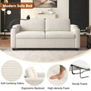 Corduroy Sleeper Sofa Loveseat Sofa With Full Size Mattress, 2 USB Ports, 2 Cup Holders, 2 Side Pockets And Phone Holder