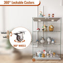 Modern Display Cabinet With LED Lights, Transparent Tempered Glass 2 Door Storage Case With 3 Shelves