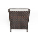 Trenton - Outdoor Side Table With Glass Top - Brown Rattan