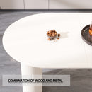 Modern Cream Style Dining Table With Round Wave Legs, 4 - 8 Person - Cream White