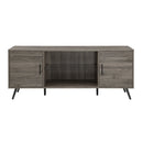 Mid-Century Modern 2 Door TV Stand With Glass Shelf