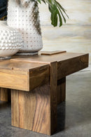 Samira - Square Solid Wood Coffee Table - Natural Sheesham - Atlantic Fine Furniture Inc