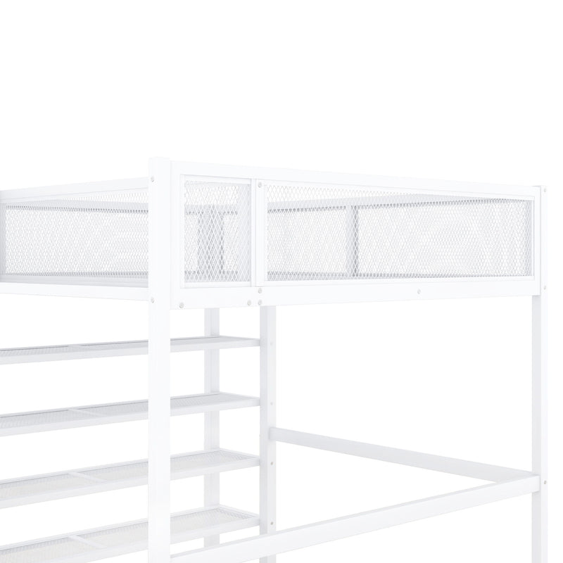 Loft Bed With 4 Tier Shelves And Storage