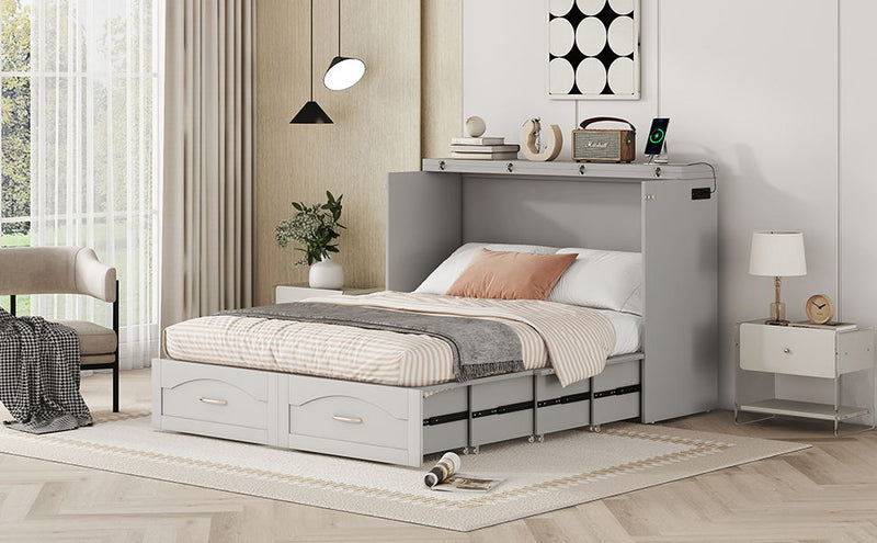 Murphy Wall Bed With Drawer And A Set Of Sockets & USB Ports, Pulley Structure Design