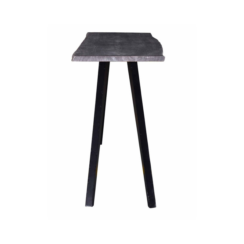 Acacia Wood And Metal Console Table, Live Edge, Angled Legs, Modern Living Room Furniture - Gray / Black