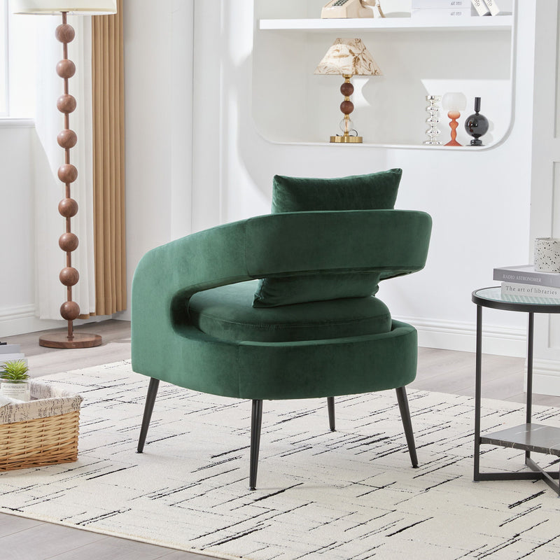 Open Back Accent Chair, Round Sofa Leisure Lounge - Green