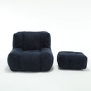 Modern Indoor Fluffy Bean Bag Chair With Memory Foam And Ottoman, Super Soft