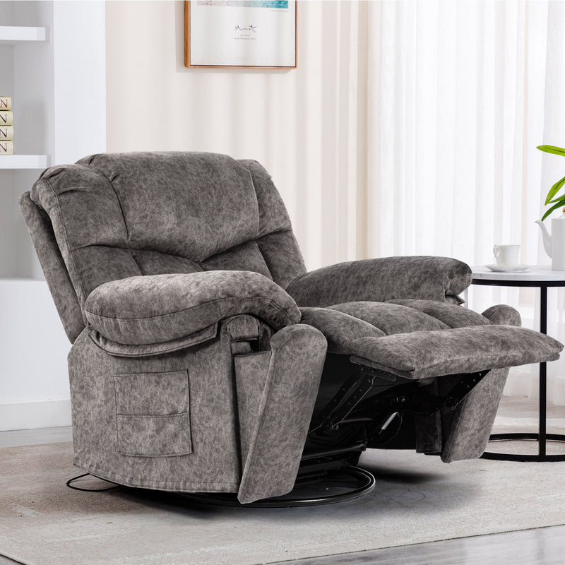 Swivel And Rocking Recliner Chair With Massage And Heating Bonded Leather Sofa