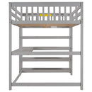 Loft Bed With Storage Shelves And Under Bed Desk