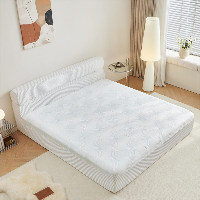 King Mattress & Bed Frame With Cool , Innovative All In One, Pressure Relief, Motion Isolation - White