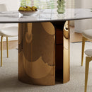 Steel Base Oval Sintered Stone Dining Table With 4 Chairs