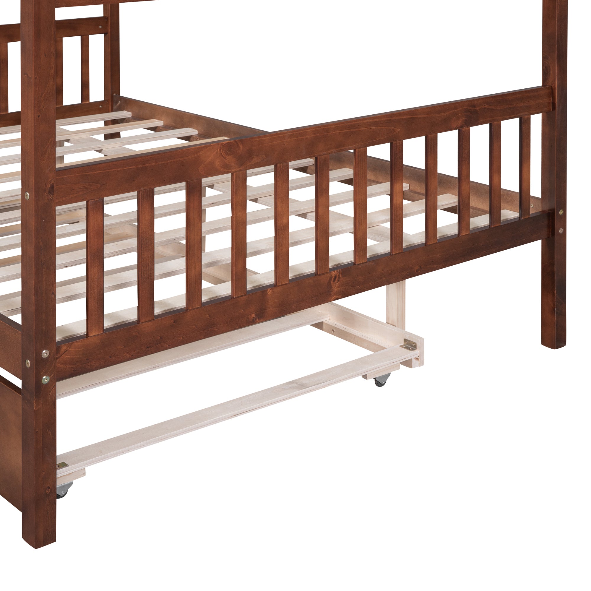 Full Size Wooden House Bed with Twin Size Trundle, Walnut - Atlantic Fine Furniture Melbourne FL