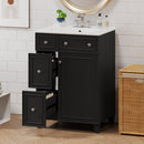 Transitional Style Bathroom Vanity Cabinet With Ceramic Sink
