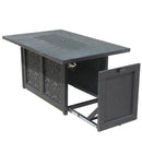 Aluminum Rectangle Fire Table With Fire Glass And Cover - Antique Bronze