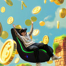 Foldable Gaming Chair With Onboard Speakers, LED Strip Lighting, Bluetooth, Vibration Massage, USB Charging Port - Black