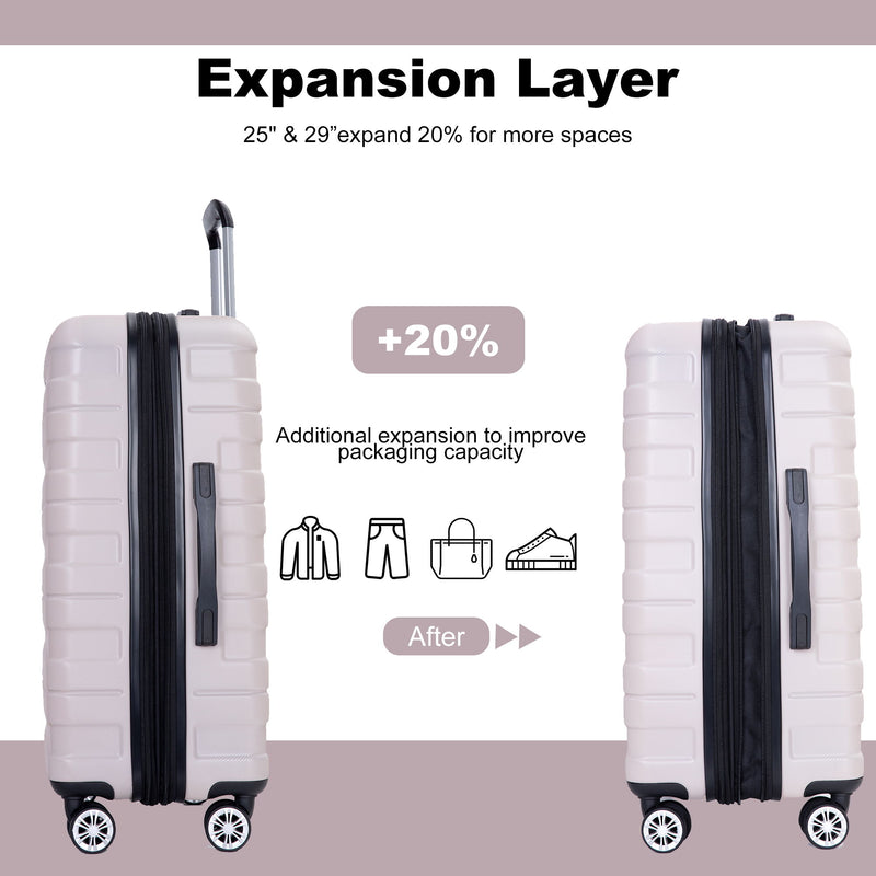 Luggage Set Of 5 Pieces, Expandable Hard Pc Luggage Set With Tsa Lock For Rotating Wheels