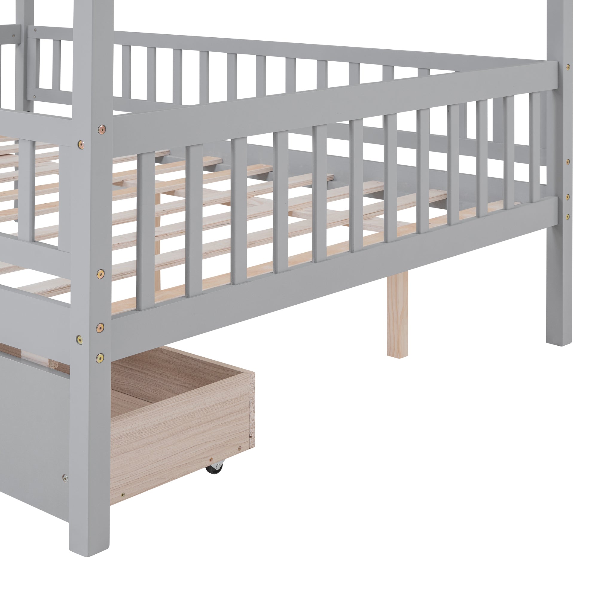Full Size Wooden House Bed with Two Drawers,Gray - Atlantic Fine Furniture Melbourne FL