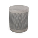Outdoor Lightweight End Table Round Concrete Outdoor Side Table - Natural