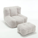 Modern Indoor Fluffy Bean Bag Chair With Memory Foam And Ottoman, Super Soft