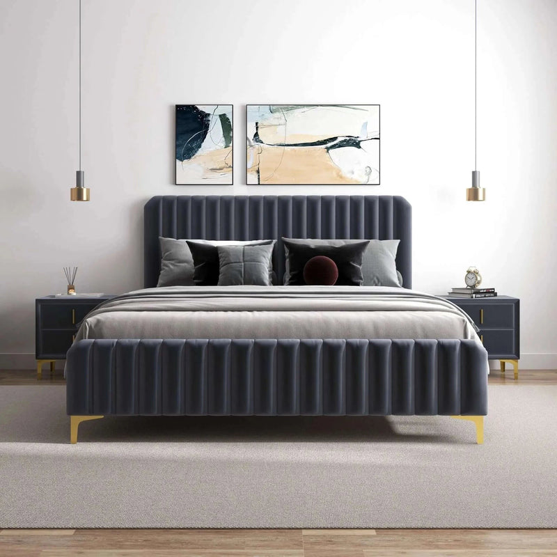 Bethany - Queen Upholstered Platform Bed - Gray