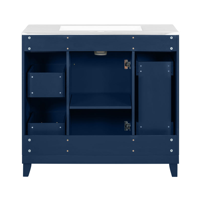 Bathroom Vanity With Ceramic Sink, Soft Close Doors, Adjustable Shelves