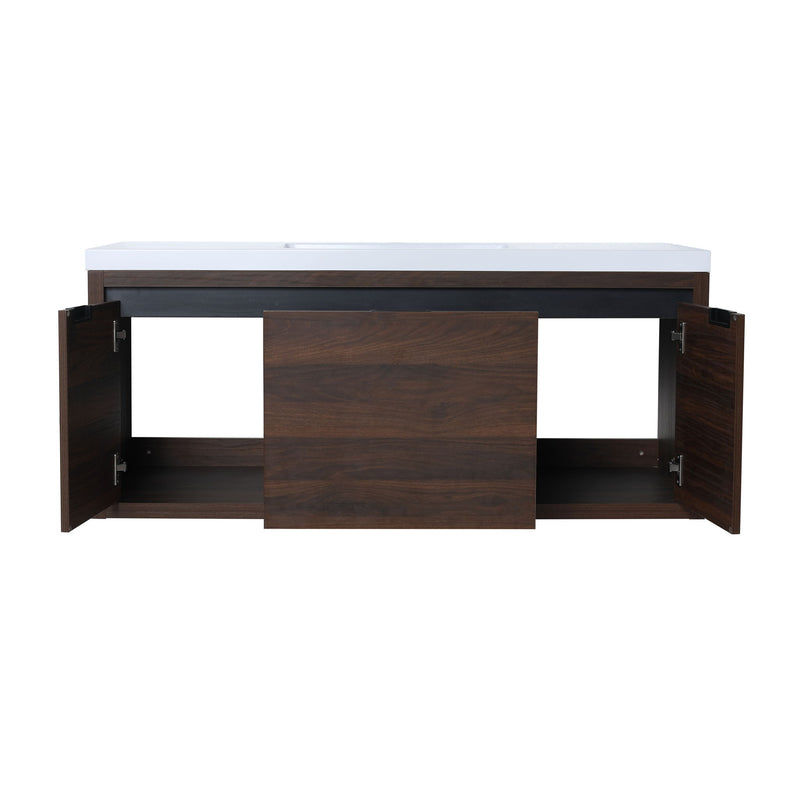 Floating Bathroom Vanity With Resin Sink And Soft Close Doors