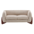 Contemporary Boucle Sherpa Sofa With Birch Wood Legs