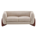 Contemporary Boucle Sherpa Sofa With Birch Wood Legs