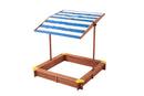 Kids Sandbox With Cover, Sand Box With Adjustable Canopy, Large Outdoor Cedar Sandpit For Backyard Play - Reddish Brown