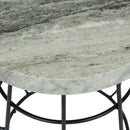 Side Table With Marble Top And Iron Base - Black / White