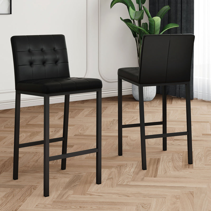 Modern Design High Stool With Metal Legs For Kitchen And Restaurant (Set of 2) - Black