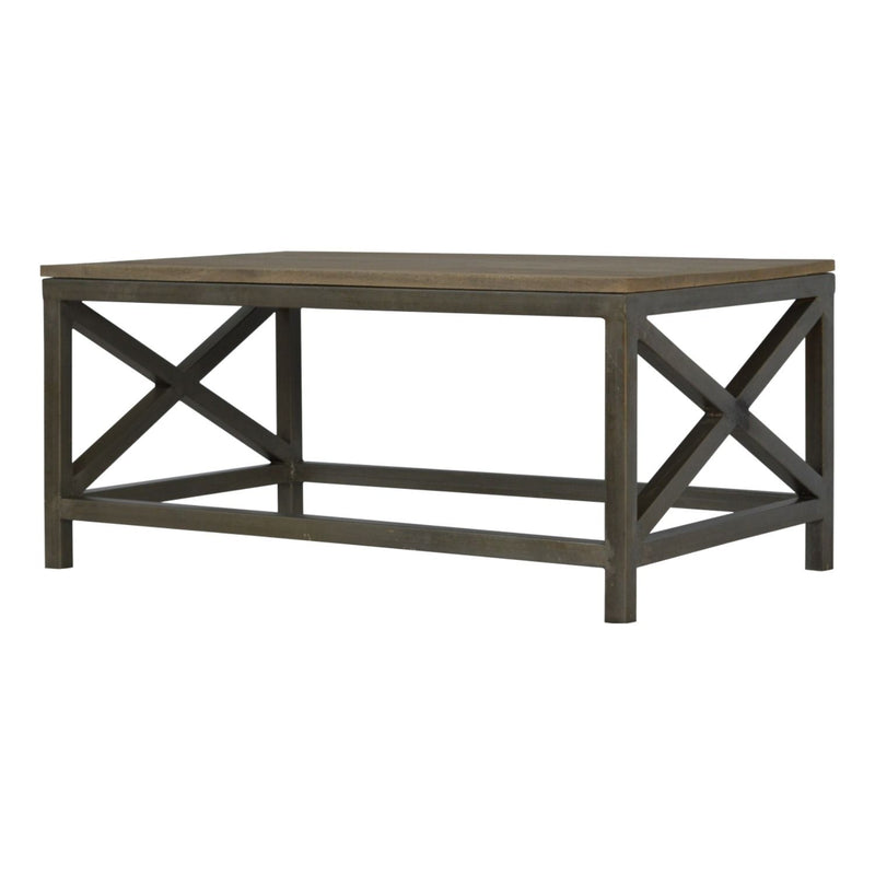 Industrial Cross Metal Coffee Table - Pewter