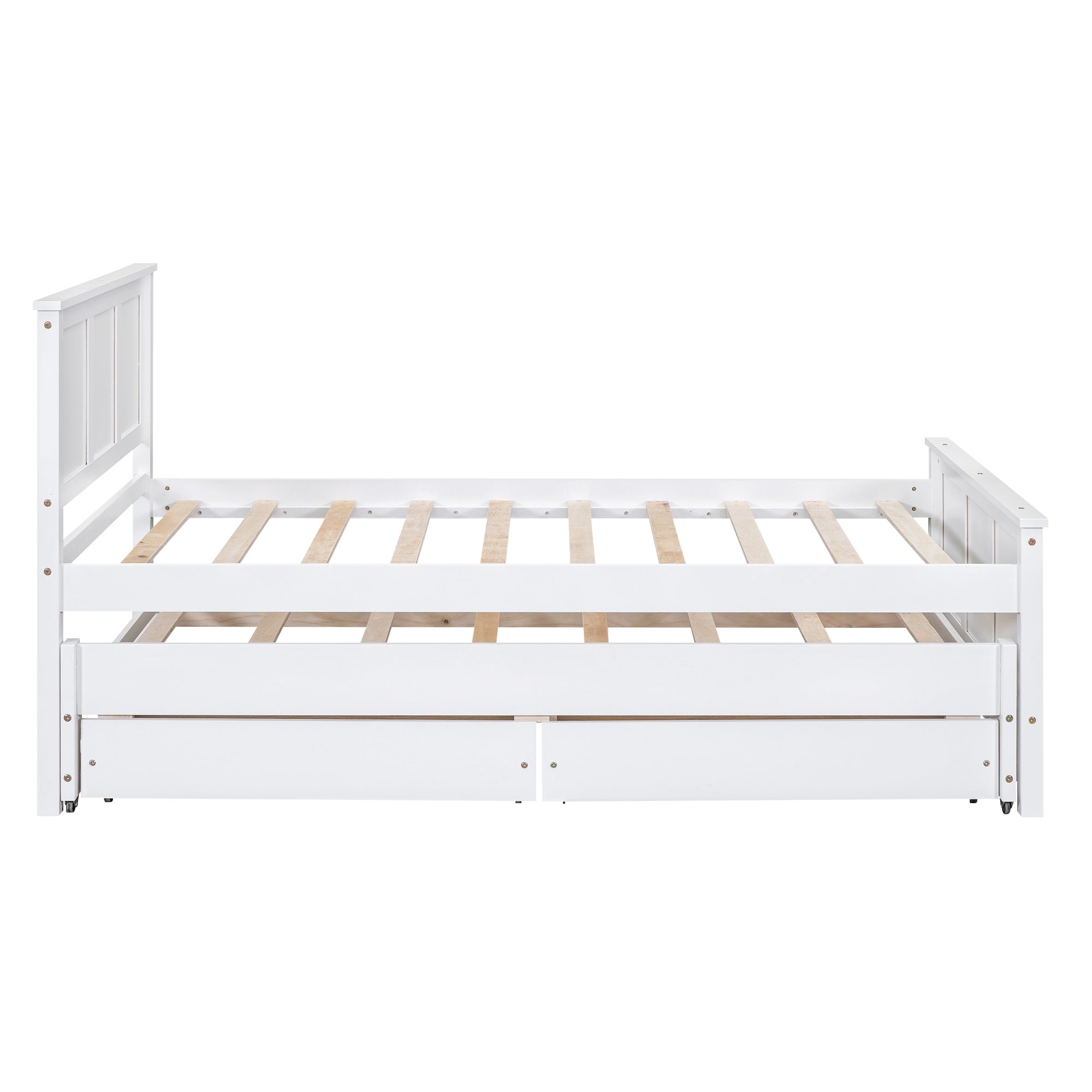 Twin Size Platform Bed with Trundle and Drawers, White - Atlantic Fine Furniture Melbourne FL
