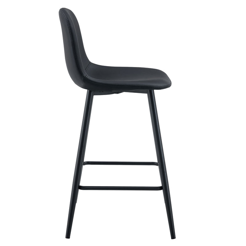 Modern Black Pu Bar Chair Rounded Backrest (Set of 2)