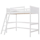 Solid Wood Twin Size Loft Bed with Ladder(White)(OLD SKU: WF191903AAK)