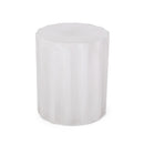 Outdoor End Table With Soft Wave Edge - Antique White