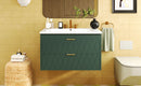 Wall Mounted Bathroom Vanity With Resin Sink, Floating Bathroom Storage Cabinet With 2 Drawers