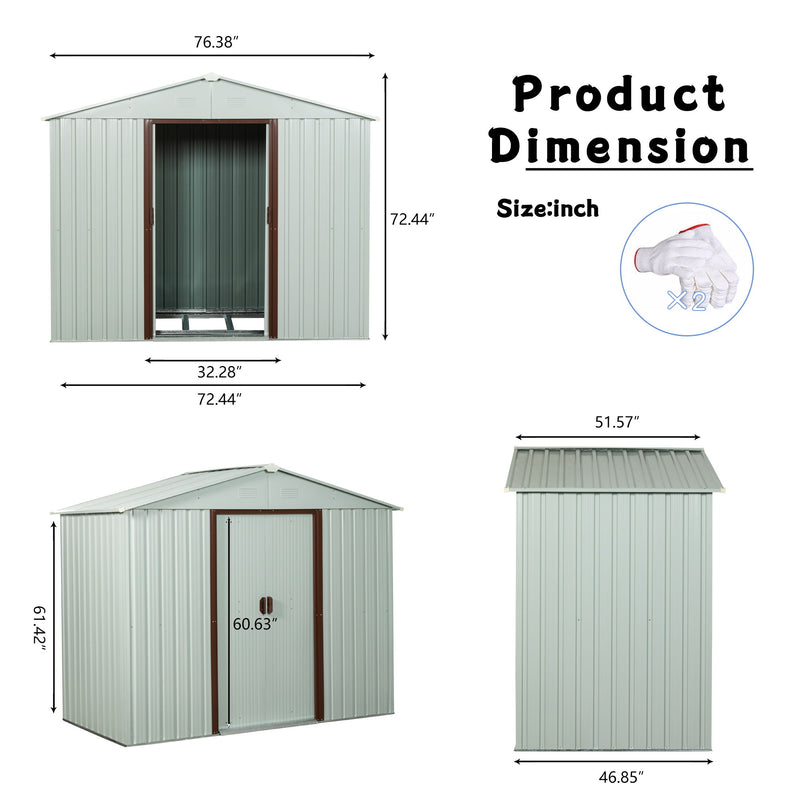 Ry-Sdyx56-W Outdoor Metal Storage Shed - White