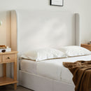 Caron - Queen Size Upholstered Wingback Bed With Adjustable Base Bundle Set - Ivory